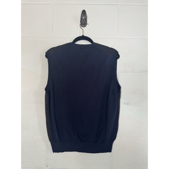 Toscano Men’s Sweater Vest Large Blue Diamond Knit Merino Wool Blend V-Neck - Picture 2 of 6